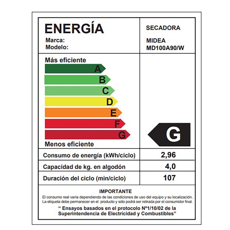 Secadora de Ropa Midea MD100A90W 9 kg.