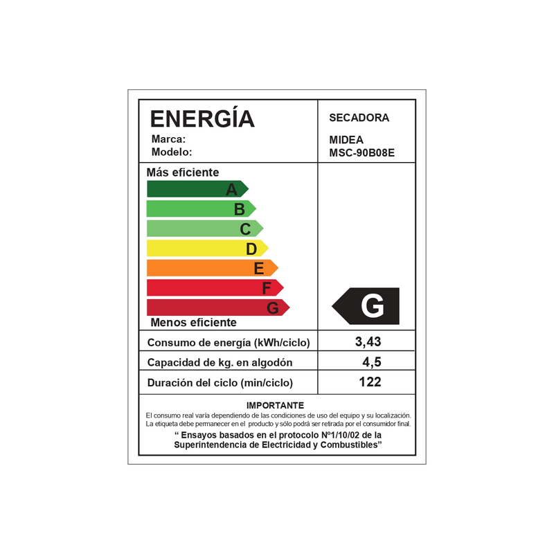 Secadora Condensación Frontal Midea 9 Kg - MSC-90B0501 – Ecoin Chile